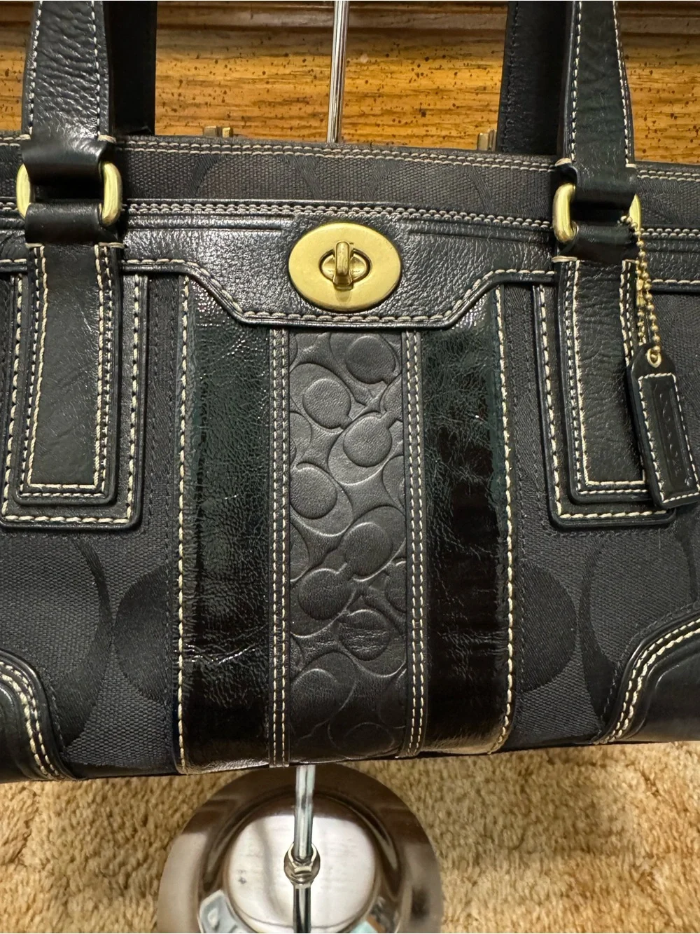 Coach Vintage Hampton Signature Turnlock Black Carryall